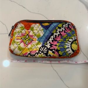 Vera Bradley Quilted 2 Zipper  Pouch with Orange and Blue Accents